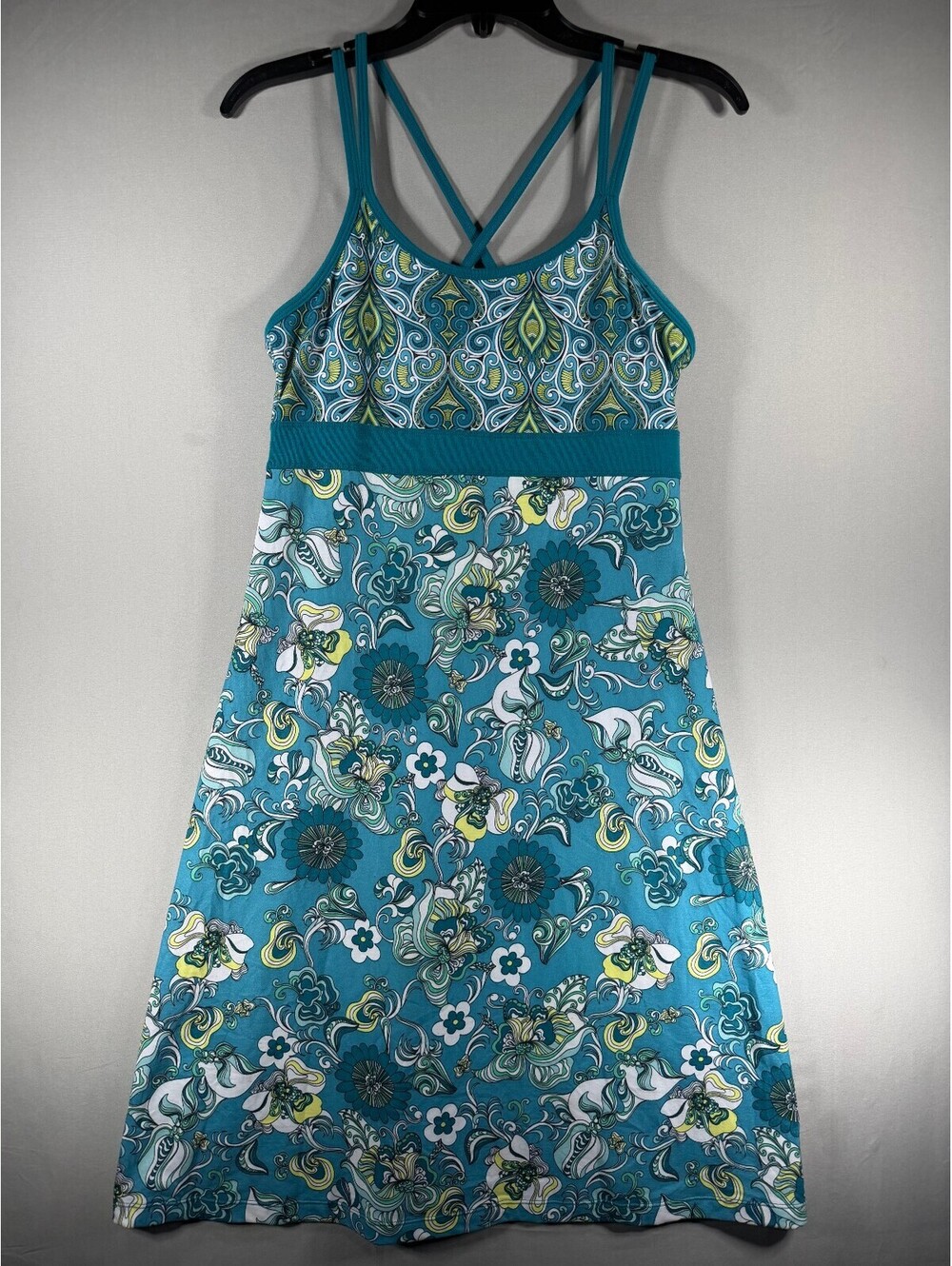 Prana Women's Sleeveless Floral Print Dress with Strappy Back Size Small